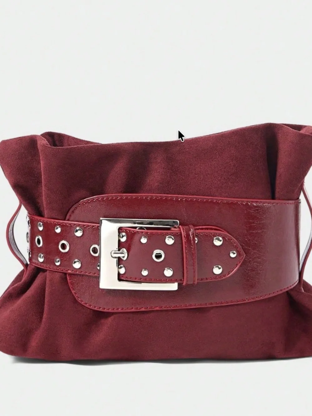 Luxe Vegan Suede Studded Belted Small Clutch Bag